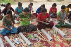 tudents practising bamboo handicraft during the vocational training worksshop