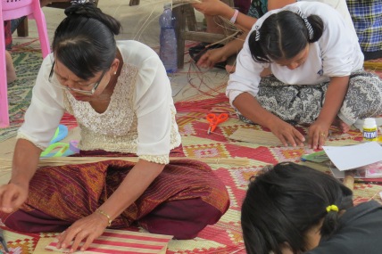 Students practising bamboo handicraft during the vocational training worksshop
