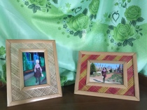 Bamboo photo frames made by students in KNWO's vocational training workshop